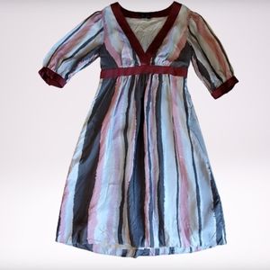 Max and Cleo vertical stipe silk dress 6